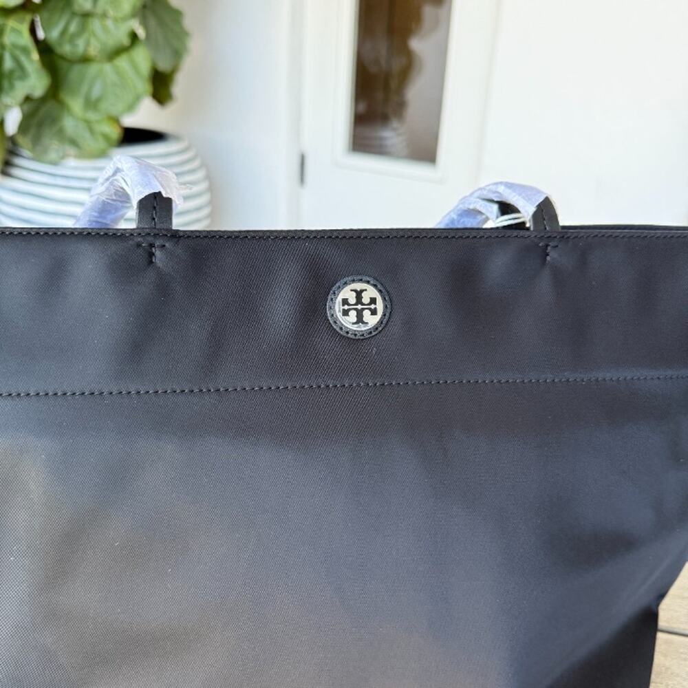 Tory Burch Nylon Large Tote 166469 In Black - Picture 7 of 12
